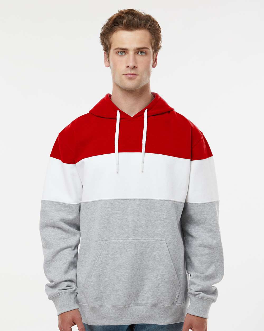 J. America - Varsity Fleece Colorblocked Hooded Sweatshirt - 8644