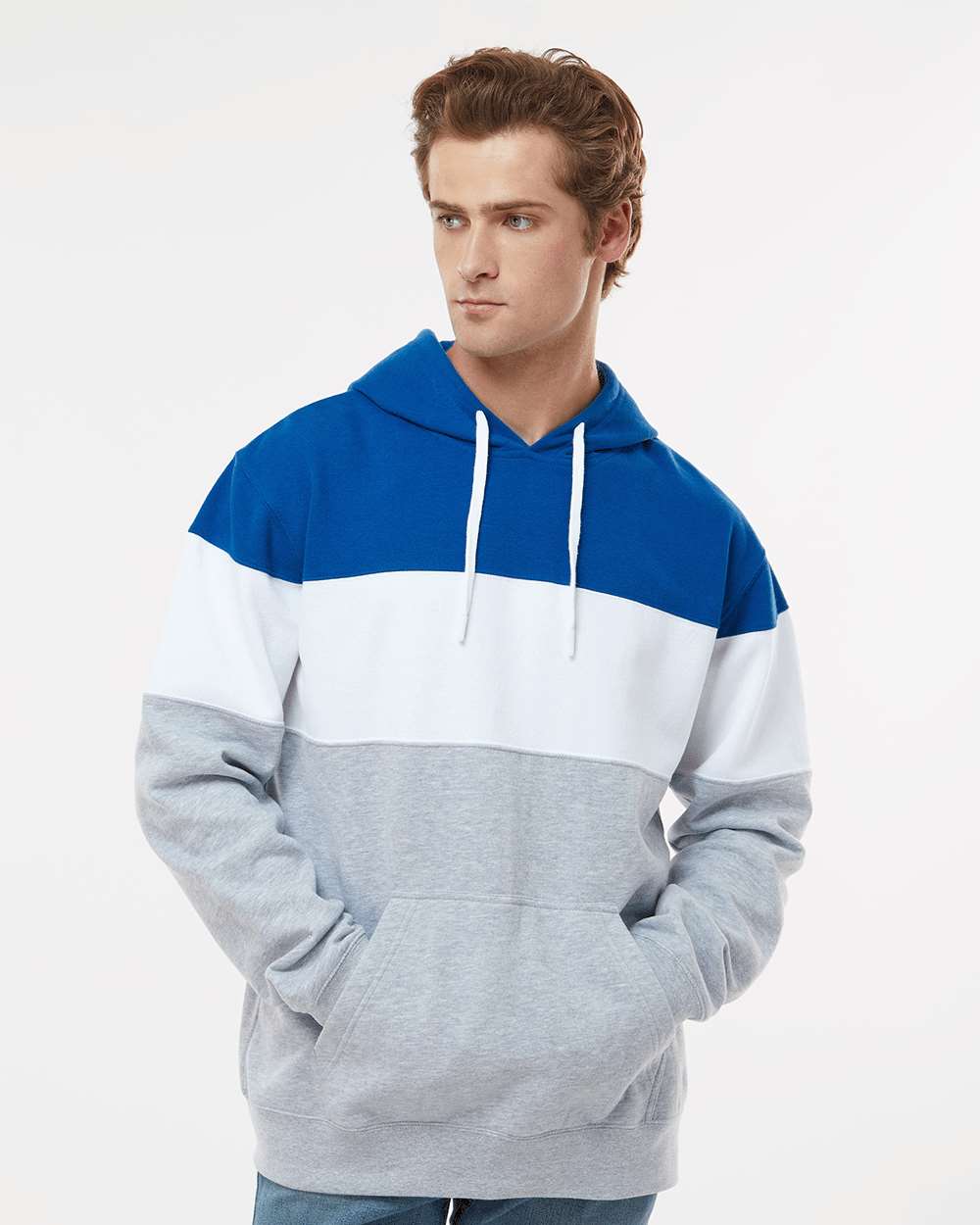 J. America - Varsity Fleece Colorblocked Hooded Sweatshirt - 8644