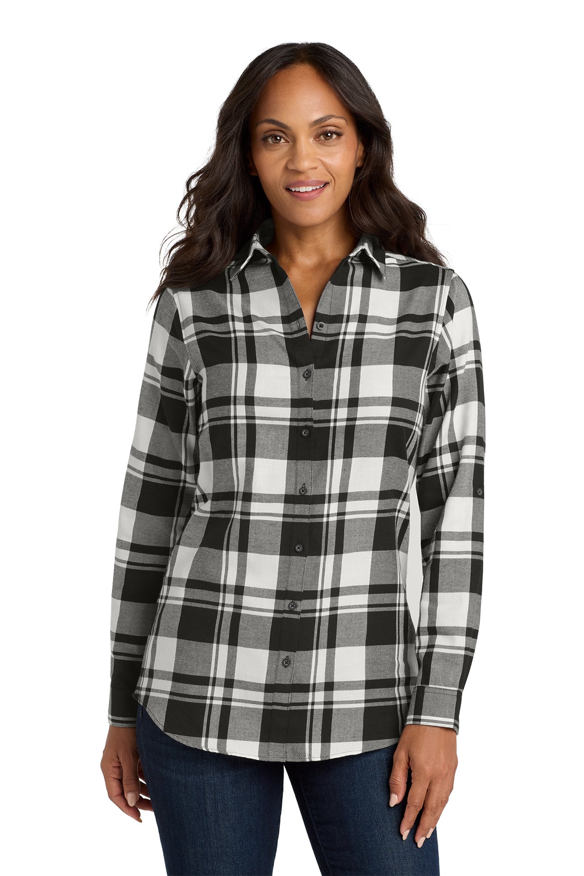 LW668 Port Authority® Women's Plaid Flannel Tunic