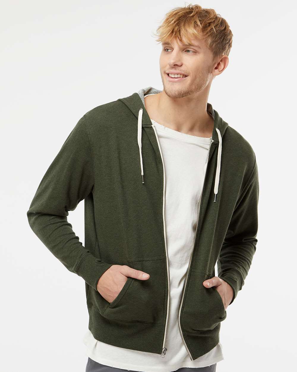 Independent Trading Co. - Heathered French Terry Full-Zip Hooded Sweatshirt - PRM90HTZ