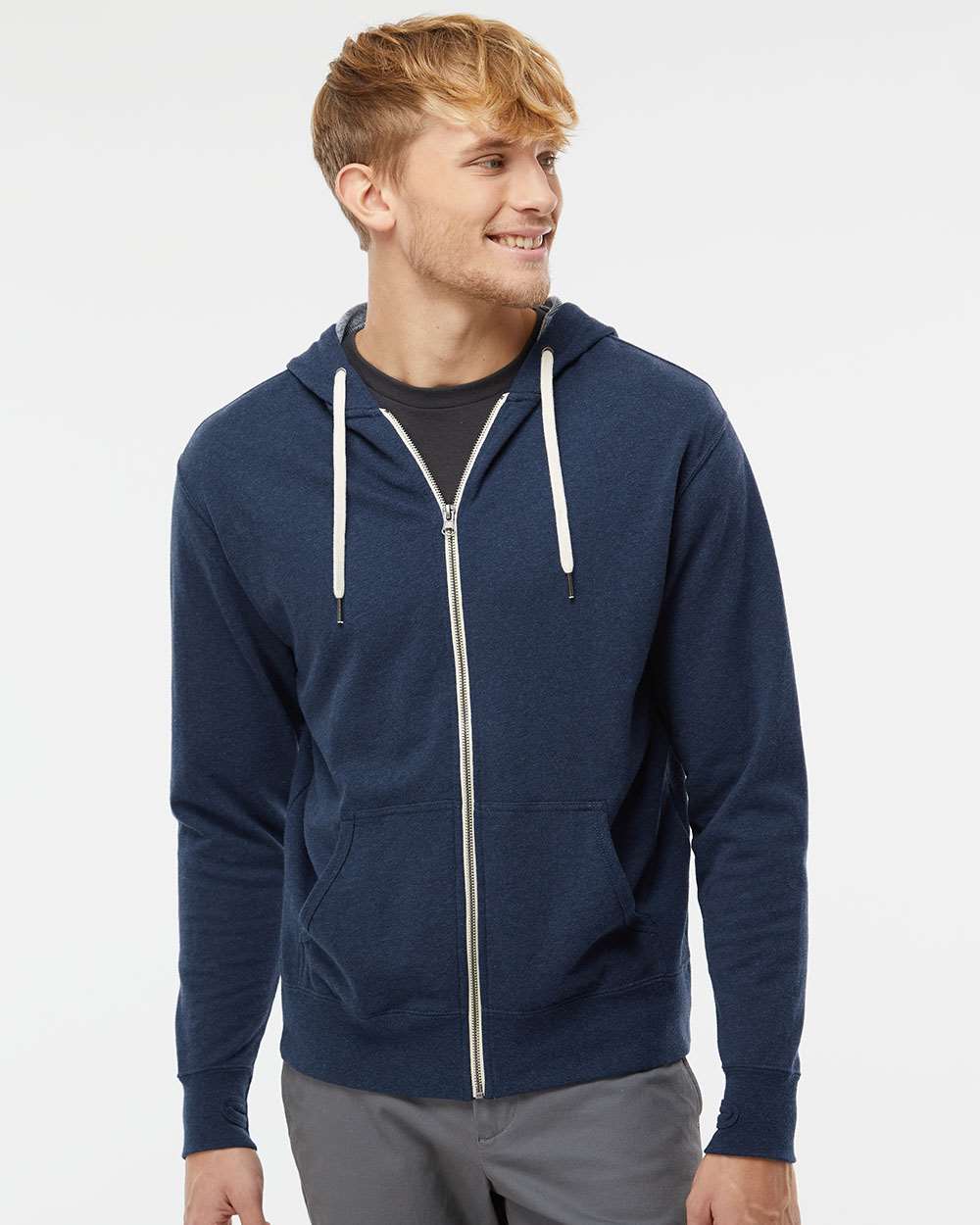 Independent Trading Co. - Heathered French Terry Full-Zip Hooded Sweatshirt - PRM90HTZ