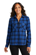 LW669 Port Authority® Ladies Plaid Flannel Shirt