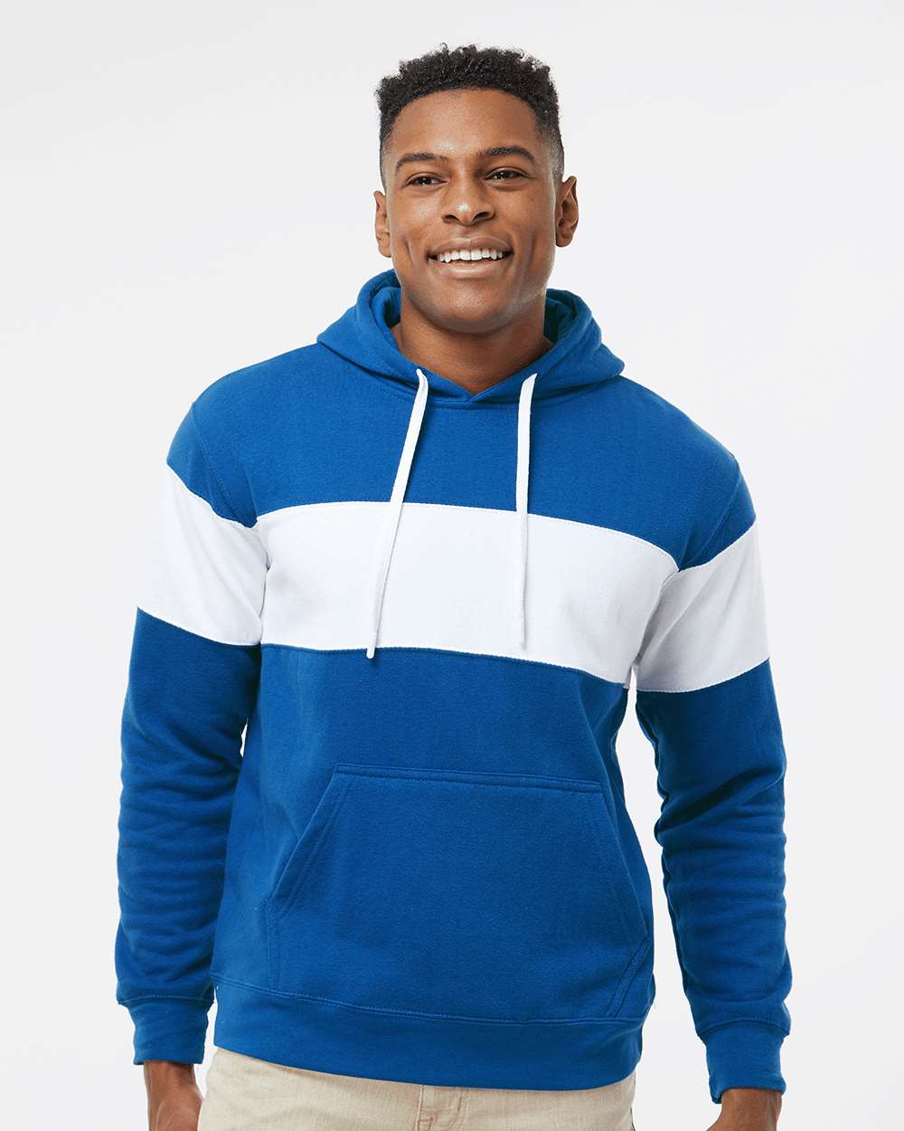 J. America - Varsity Fleece Colorblocked Hooded Sweatshirt - 8644