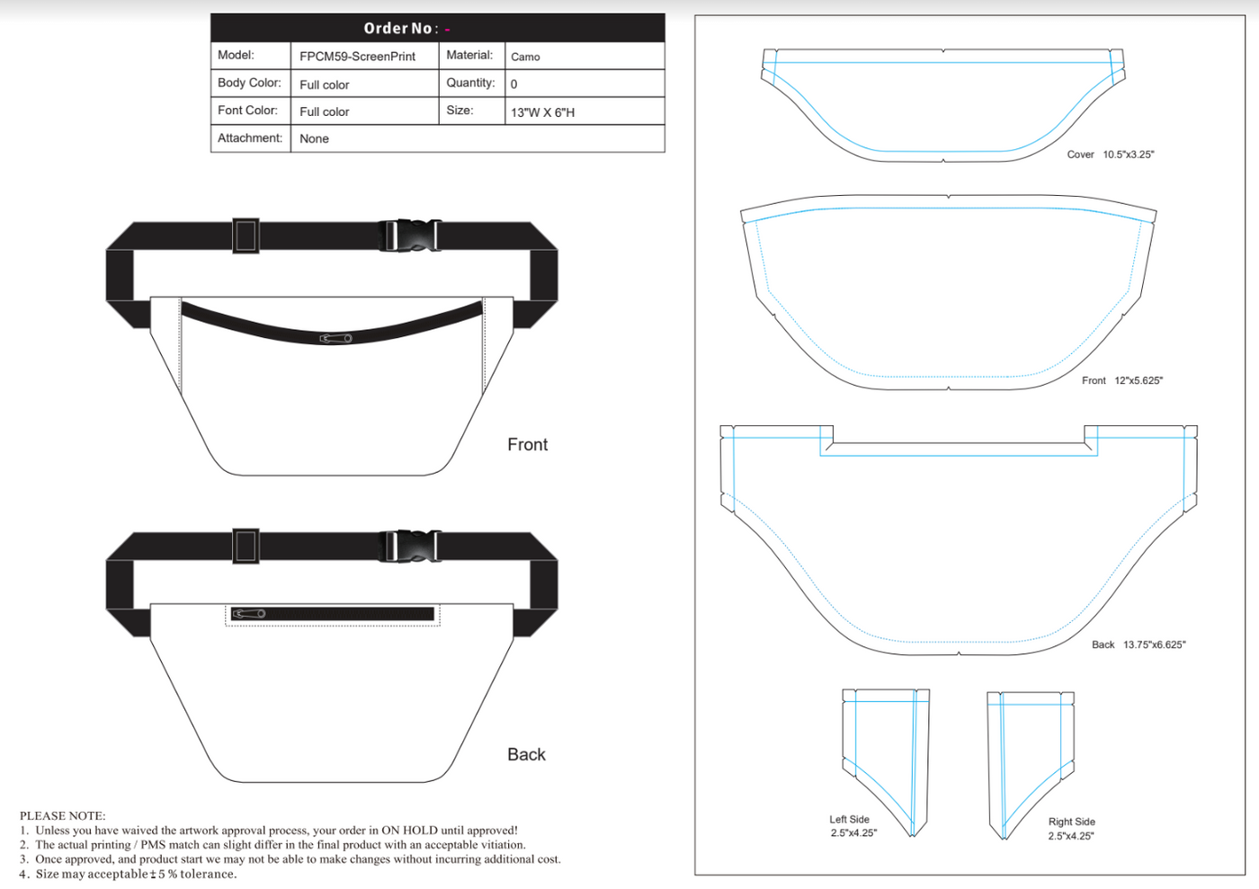 Blank fanny packs sales